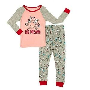 WONDER NATION GIRLS LONG SLEEVE DREAM BIG PAJAMAS- GRAY SIZE 5T (NEW WITH TAGS)